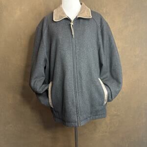 Madison Creek Outfitters Men’s Wool Jacket Leather Trim Quilted Lined Size L